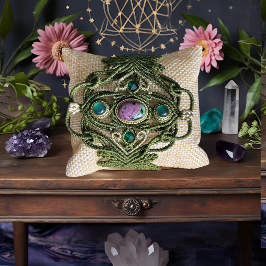 Commande personnalisée manchette Ostara en micro-macramé