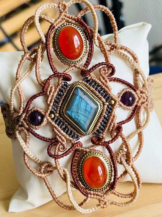 Manchette Ostara XL en micro-macramé